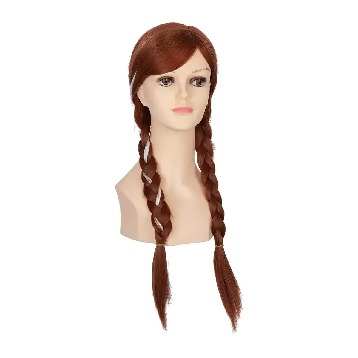 Princess Girls Long Braided Auburn Wig Straight 22 Inch Synthetic Pigtail Hair for Cosplay Party Halloween Costume Child Size