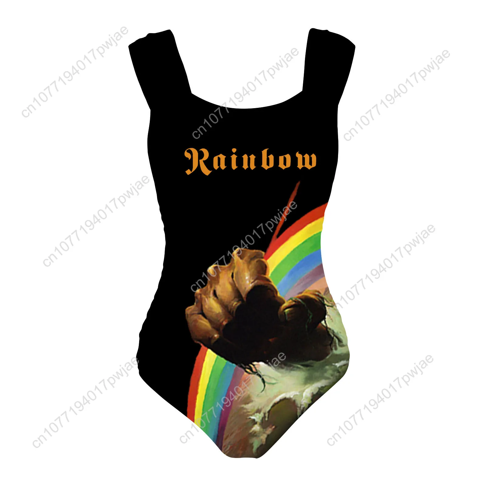 ชุดว่ายน้ำวันพีซแบบสายกว้าง Rainbow Rising Band สำหรับผู้หญิง ชุดว่ายน้ำสำหรับงานปาร์ตี้ริมสระน้ำ ชายหาด บิกินี่เซ็กซี่ ชุดชายหาดแบบกำหนดเองได้