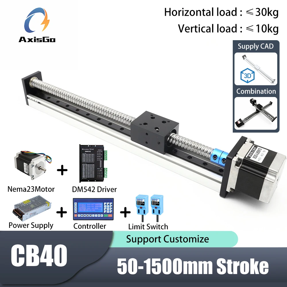 

Линейный направляющий стол с шариковым винтом, грузоподъемность 30 кг, прецизионный столик линейного перемещения для направляющей автоматизации с ЧПУ