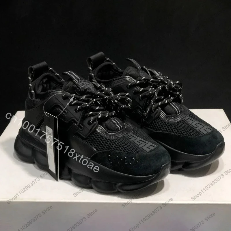 Chunky sneakers voor heren en dames, designer sneakers met sleutelpatroon, antislip casual schoenen met kussens, streetwear-schoenen