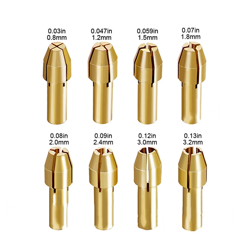 For Rotary Tool Accessory 10PCS Brass Drill Chuck Set with Secure Grip and Quick Change Mechanism for Easy Use