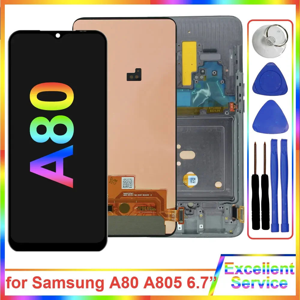 New AMOLED LCD for Samsung Galaxy A80 A805N LCD Display Touch Screen Digitizer Replacement for Samsung A805 A805F LCD Display