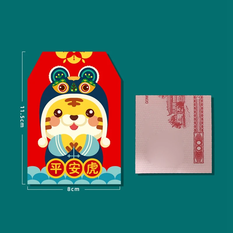 Envelopes vermelhos chineses para o festival da primavera, pacote de dinheiro da sorte, ano do tigre, hong bao, aniversário suprimentos, 9 unid