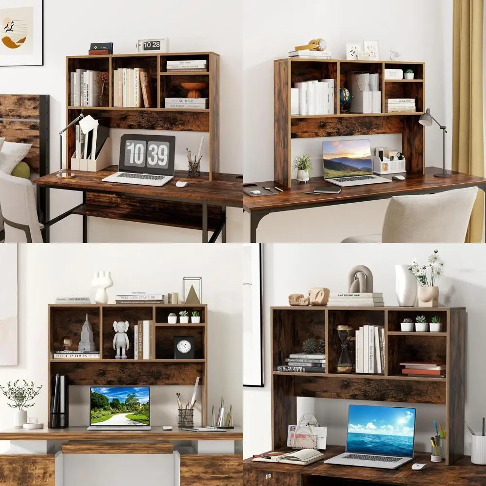 

Деревянная полка для монитора Rustic Brown 37: для хранения и организации в домашнем офисе или общежитии