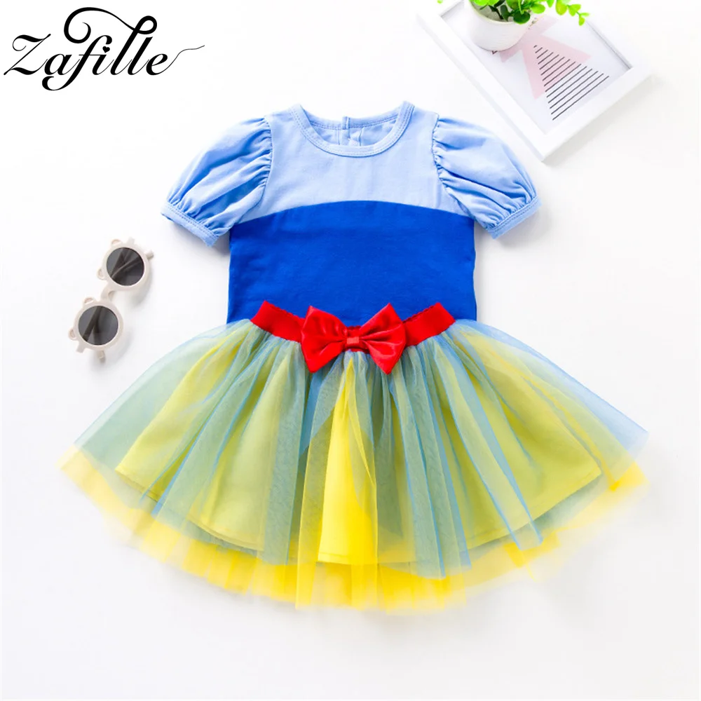 ZAFILLE 2pcs Princess Girls Costume Puff Sleeve Top+Mesh Skirt Sweet Baby Clothes Set Birthday Party Children Clothing Girl Suit