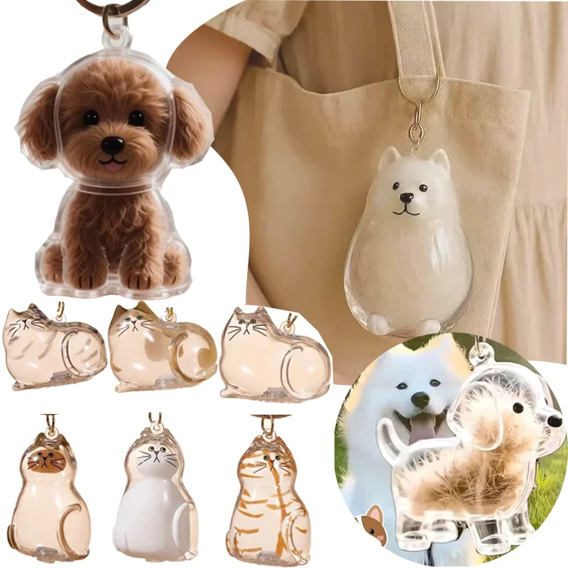Llavero Creativo para Pelo de Perro, Adorable Colgante de Almacenamiento de Pelo de Perro/Gato, Recuerdos Hechos a Mano DIY para Amantes de Mascotas