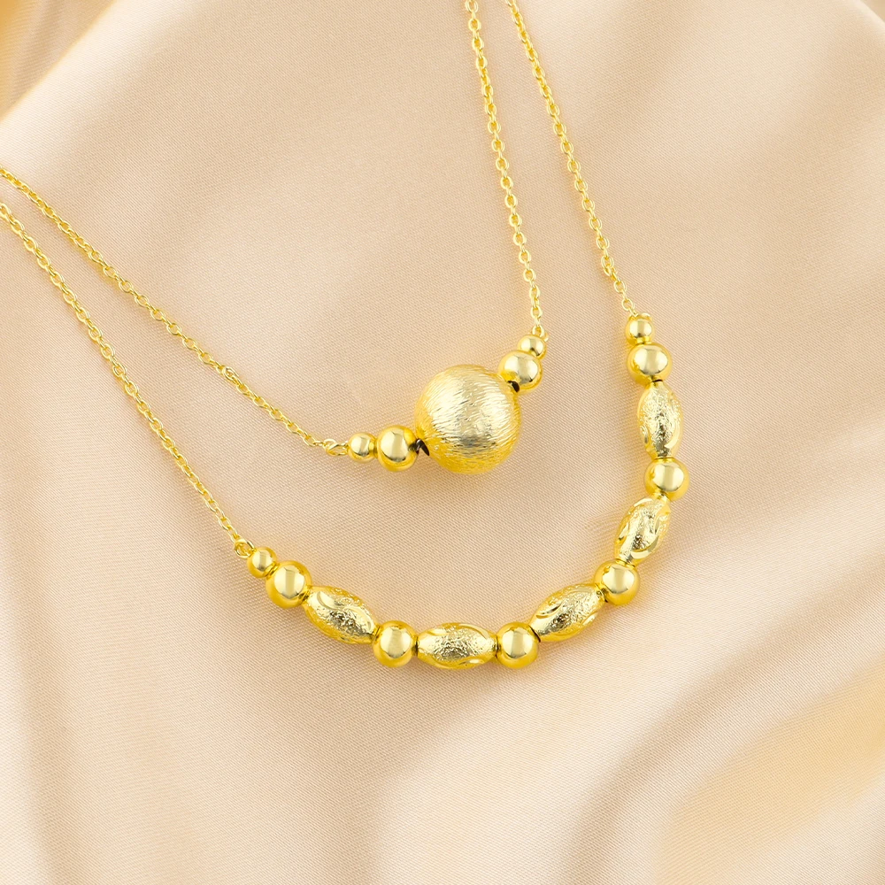 

18K Gold Plated Italy-French Round Necklace & Earrings Set for Women, Charm Gold Color Jewelry Gift for Party Wedding Dating, El