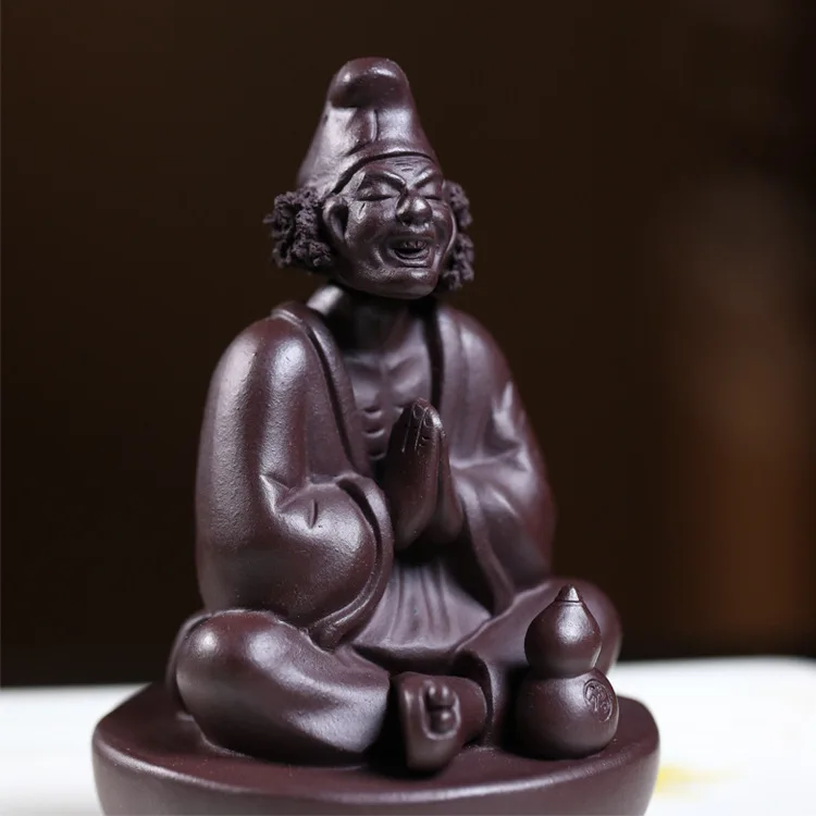 Living Buddha Jigong Pet Sculpture Ornament Yixing Original Ore Purple Clay Cute Pet Fun And Creative Tea Accessory