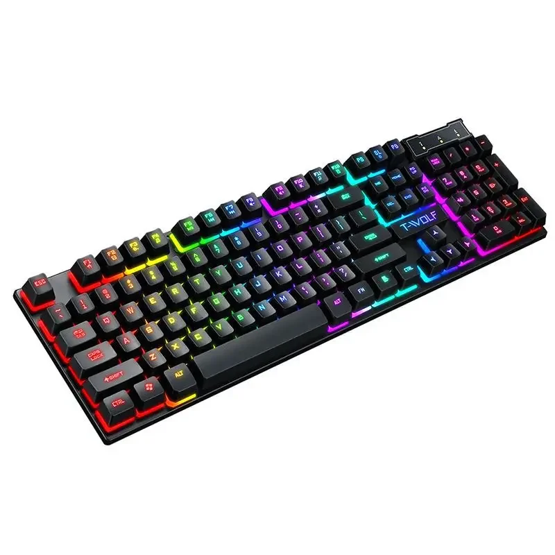 T-WOLF T20 Wired Keyboard Game RGB Glowing Mechanical Touch Computer Office Keyboard Esports Game Mechanical Keyboard