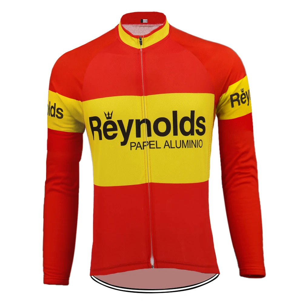 Reynolds Long Sleeve Cycling Jersey Winter Fleece And No Fleece White Yellow Classic Bike Clothing Maillot Ciclismo