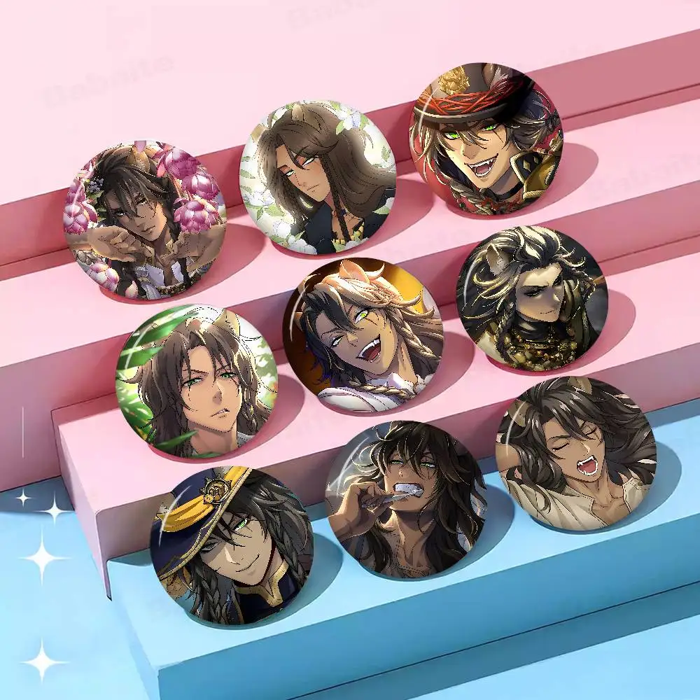 Twisted Wonderland Leona Kingscholar Soft Button Pin Round Metal Badge Lapel Pin Parts Gift Friends Kid Jewelry