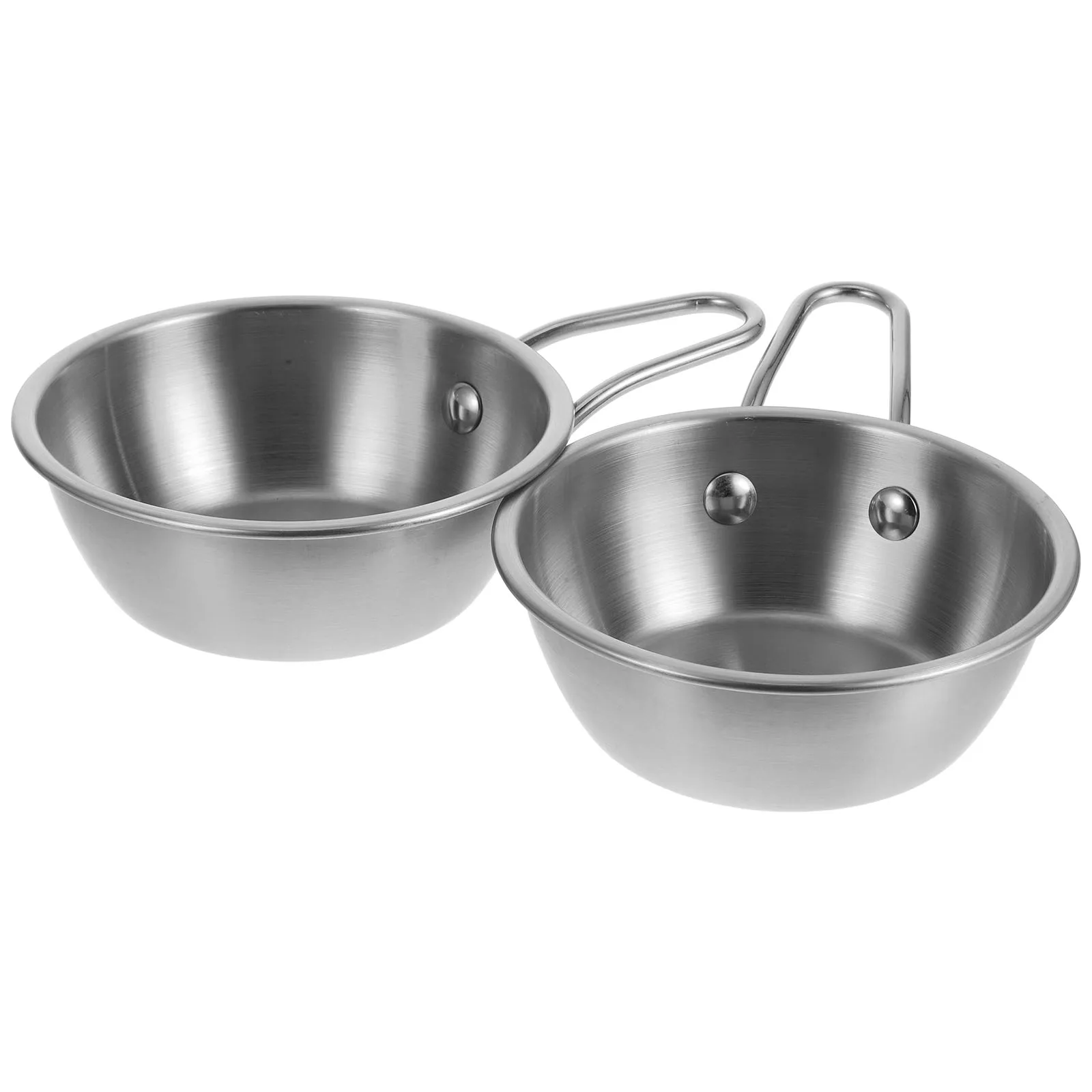 

2pcs Stainless Steel Single Handle Rice Wine Bowl Korean Soup Bowl For Home Restaurant Camping Outdoor Use Hot Cold Drink Ramen