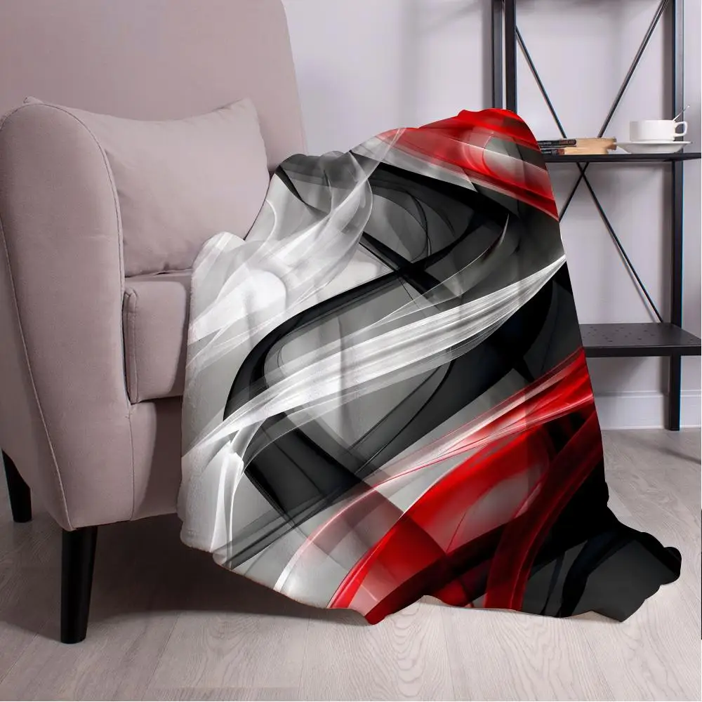 

LANMOLIFE Abstract Geometry Throw Blanket Aesthetic Art Flannel Blanket Portable Home Travel Camping Sofa Picnic Thickening Flan