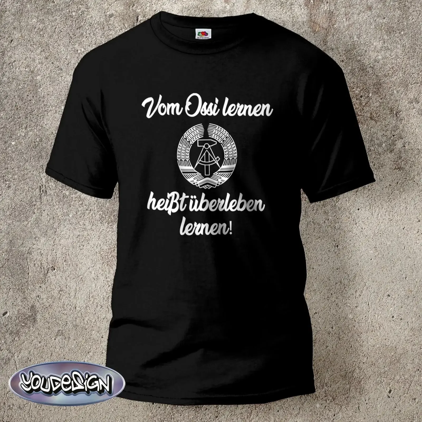 Learning from the East German T Shirt Germany Ostalgia GDR Retro Homeland S 5XL vintage Washed homme Breathable Soft