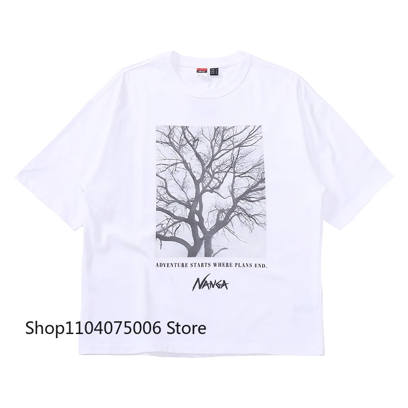 Nanga Men's Graphic T-Shirt Outdoor Landscape Design Loose Casual Round Neck Short Sleeve Summer Fashion