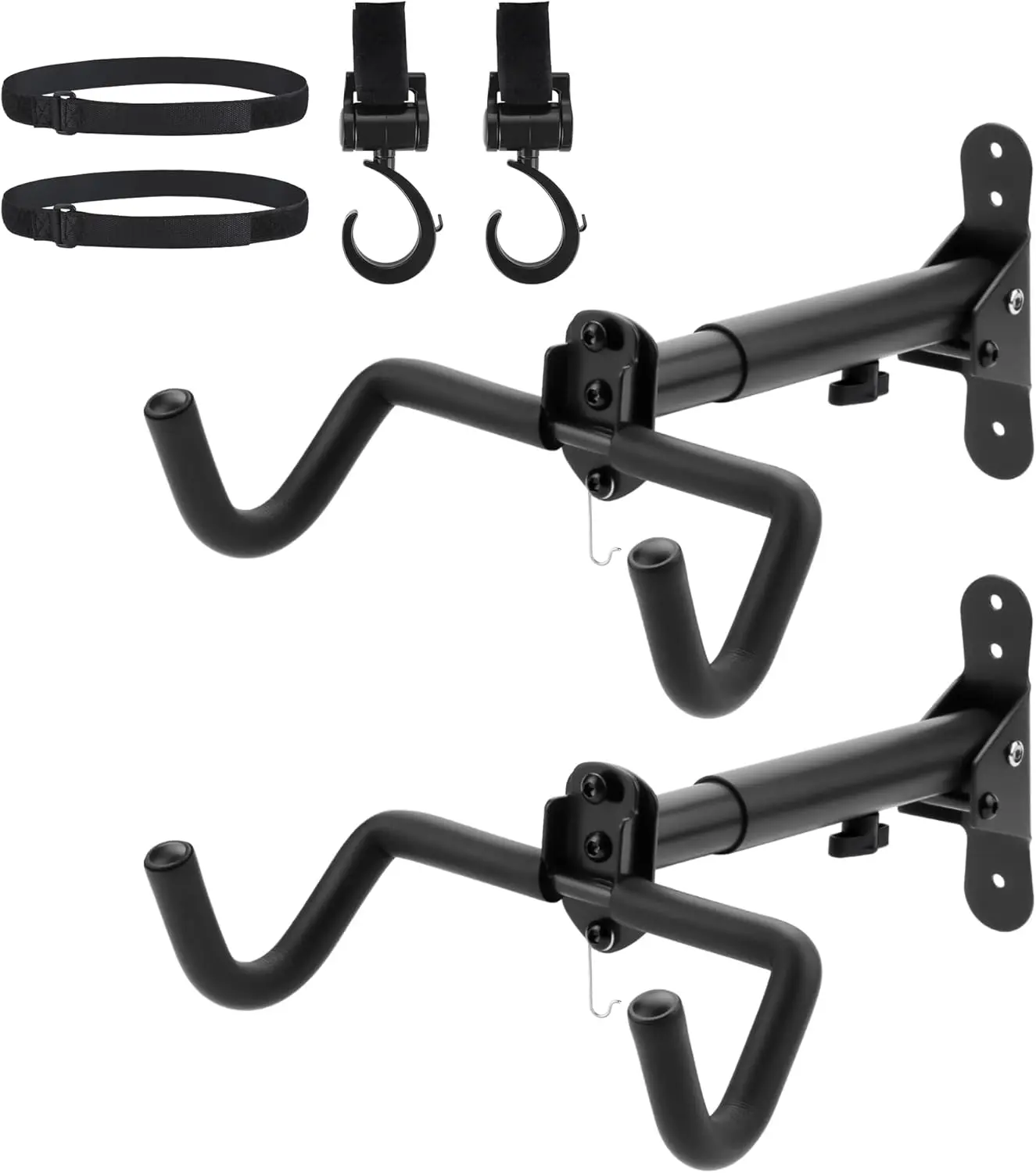 

2-Pack Bike Wall Mount Hanger for Indoor Storage, Foldable Adjustable Arm with Rubber Coating