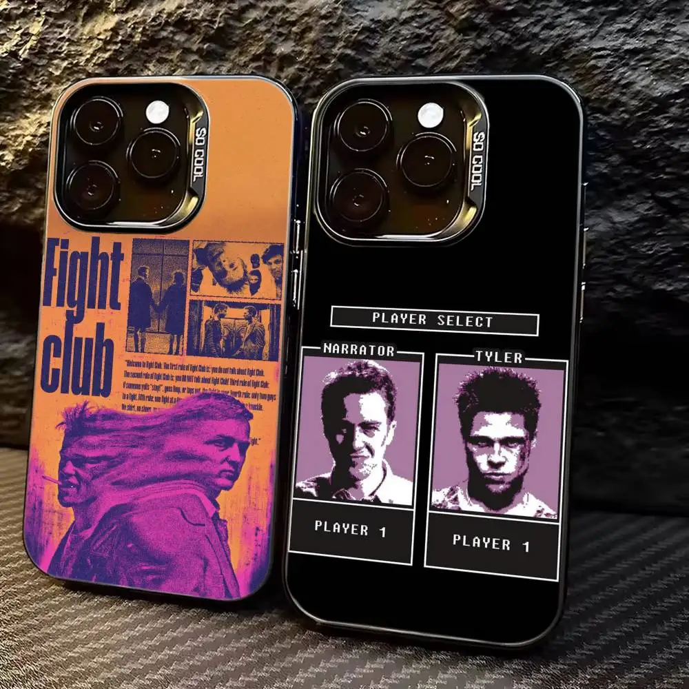 

Popular Movie F-Fight Club Phone Case For iPhone 17,16,15,14,13,12,11 Plus,Pro Max,XS,Colored Silver Plated Inside Cover