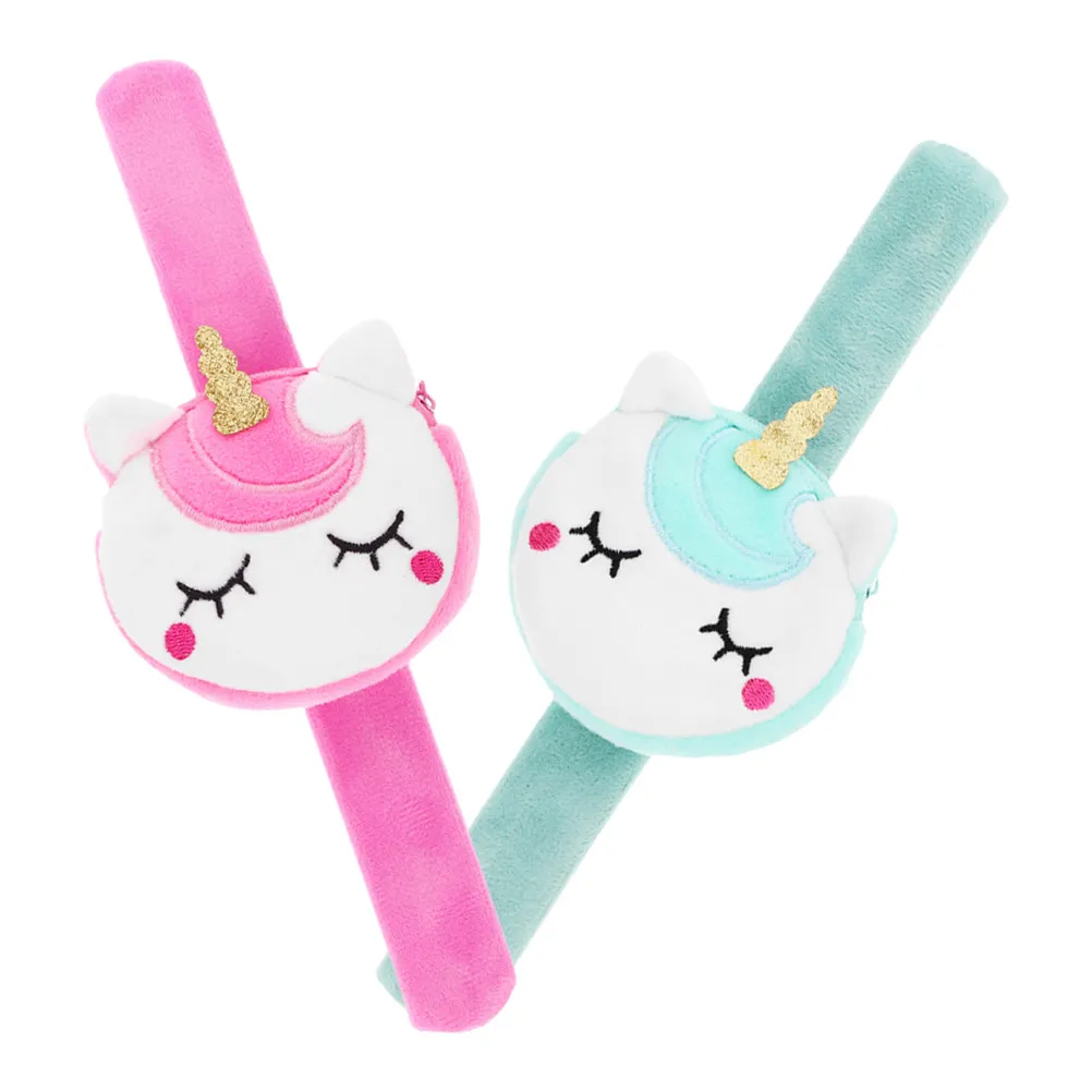 

2Pcs Kids Slap Bracelet Coin Purse Unicorn Snap Wristband Party Favor Bulk Classroom Prizes Girls Party Gifts Slap Bracelets