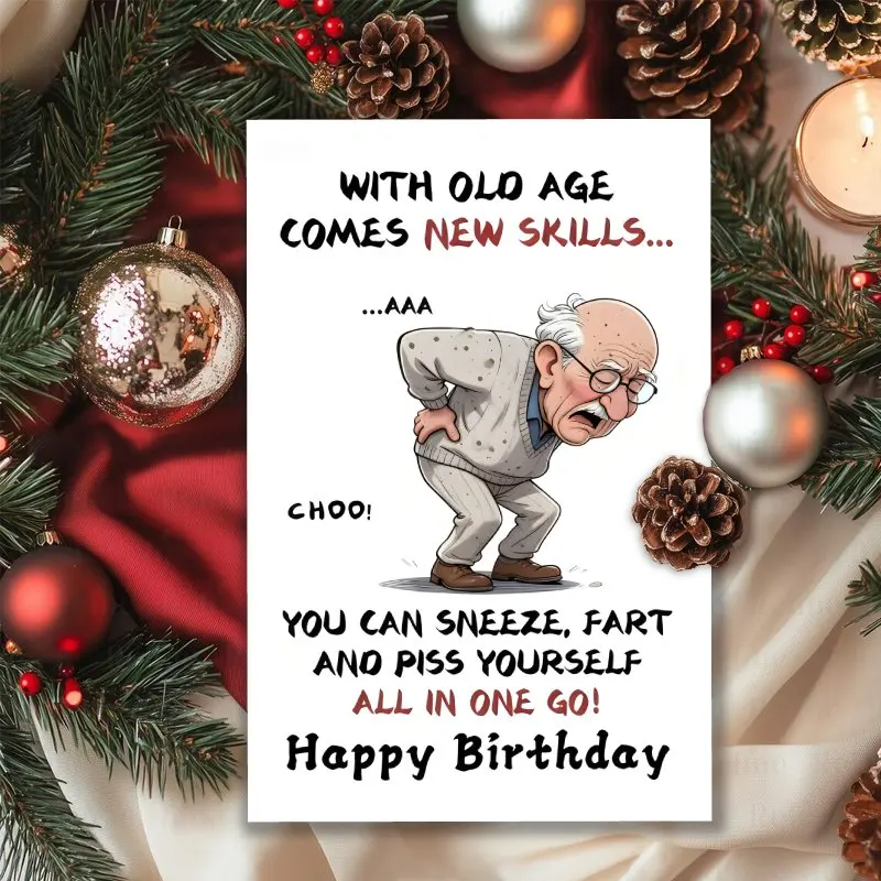 Funny Old Age Humor Metal Sign, Rude Sarcastic Birthday Tin Poster, Wall Decor for Senior Friends, Novelty Humorous Gift.