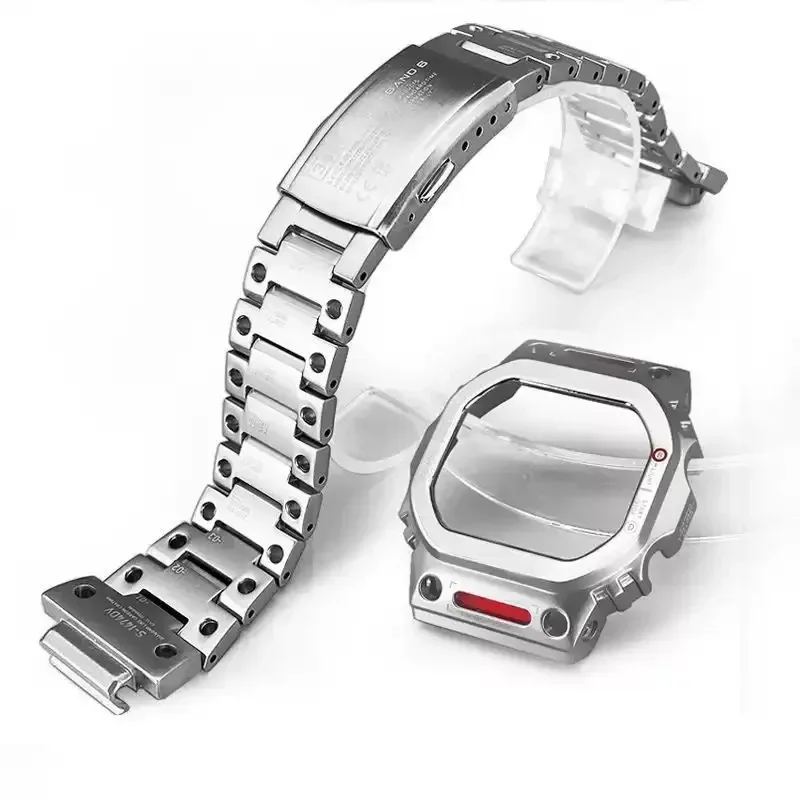 for Alternative Small Square 5000 5600 5610 Modified Mecha Stainless Steel Titanium Alloy Case Strap Accessories Modified