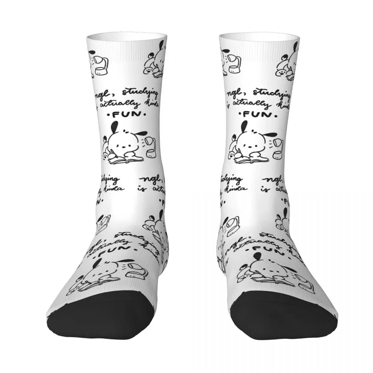 Autumn Winter Colorful Women Men Studying Is Fun Cute Pochacco Socks Sweat Absorbing Skateboard Socks