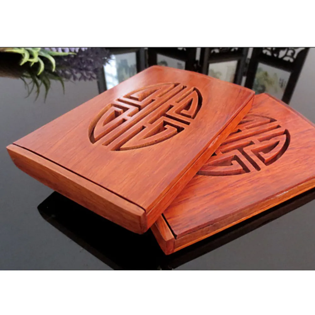 Wooden Business Card Holder Box Desktop Organizer for Notes Memos Photos Slim Items Teacher Student Gift Office Desk Storage