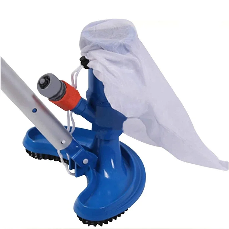 Portable Vacuum Jet Underwater Cleaner with Brush Bag Blue Crescent Shaped Professional Cleaning Tool for Swimming Pools Pond