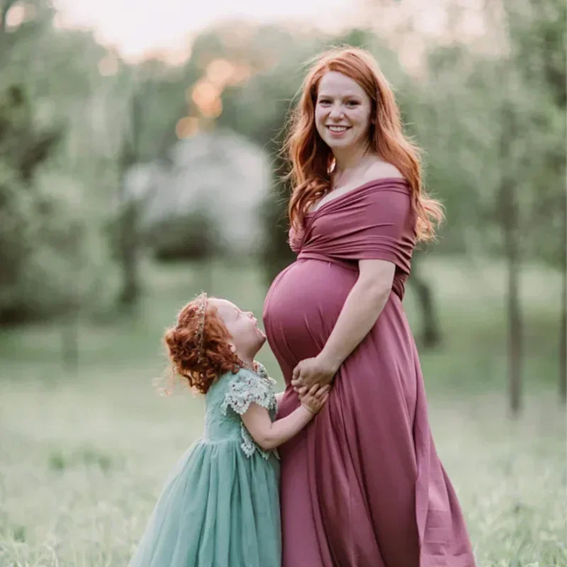 Vestido de fotografía de maternidad con cinturón, vestido de noche de maternidad con lazo múltiple, vestido elegante para Baby Shower, cuello en V Sexy