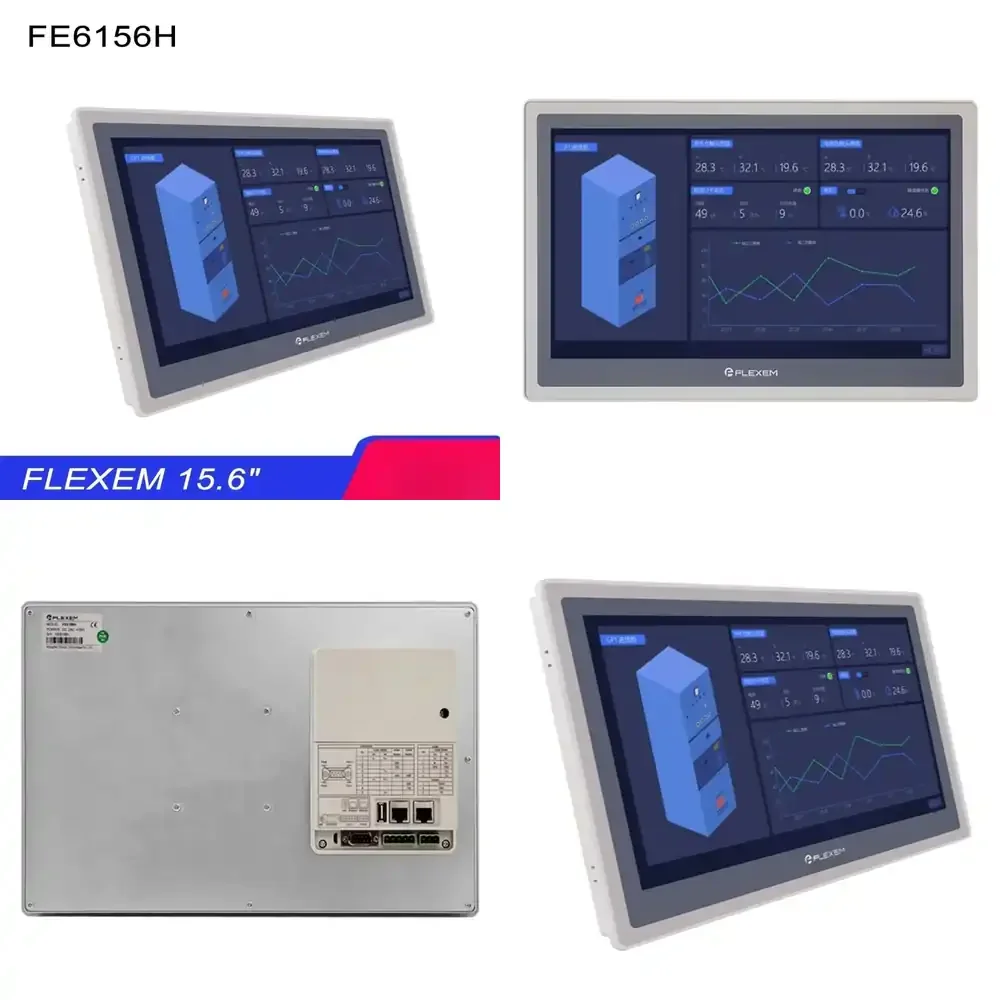 15 Inch HMI Display with Ethernet WIFI 4G Connectivity for FLEXEM FE6156H FE9156M FE9156WE Industrial Human Machine Interface