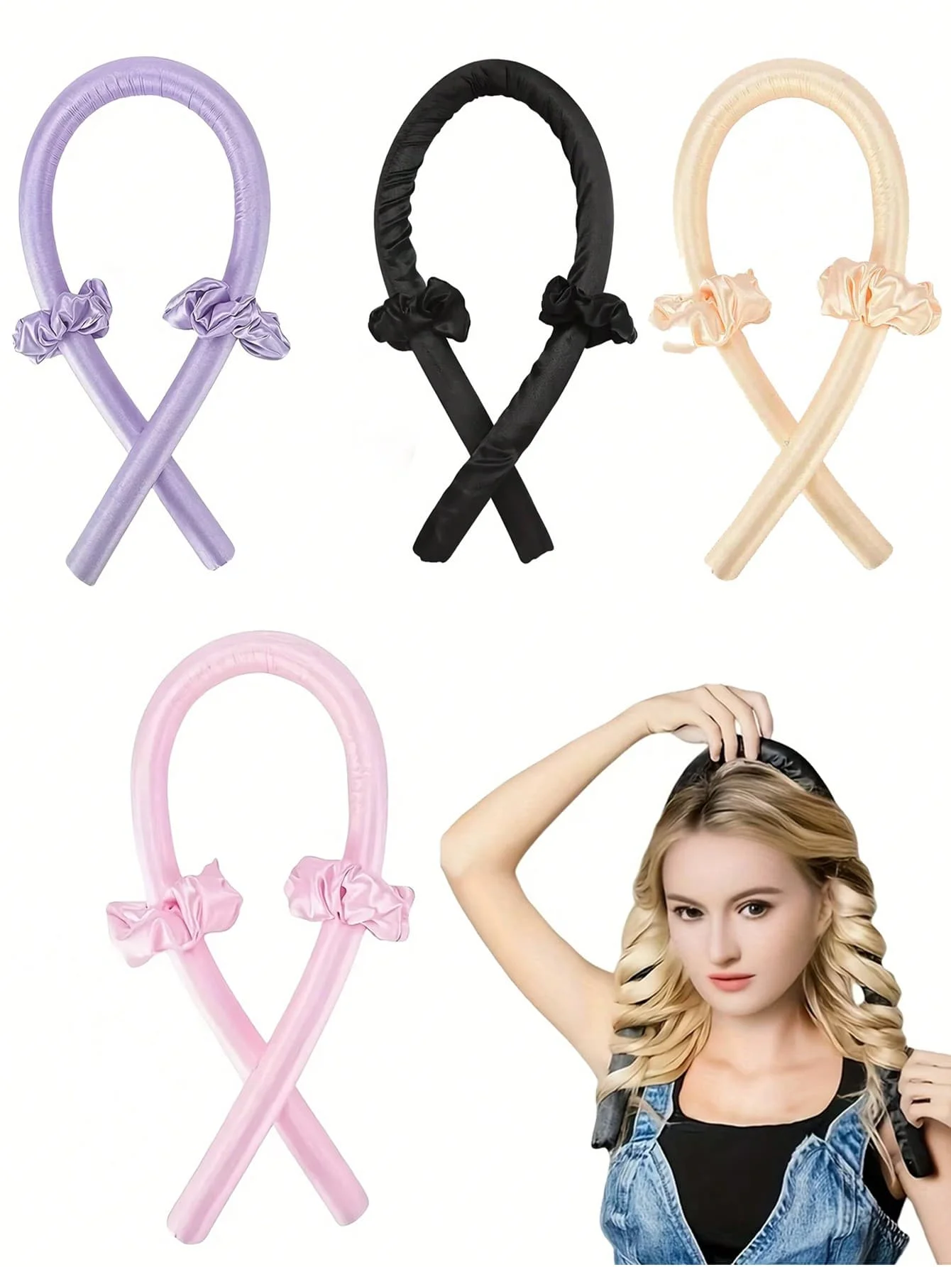

3pcs No-Heat Curling Hair Headband Set, No-Heat Curling Tools, Silk Curling Headband, Soft Foam Sleep Curling Headband, Sleep Curling Tool Set, Easy Curling Tools, Bathroom Curling Iron, Waves,No-Heat Curling, Hairdressing Accessories, Beauty Salon