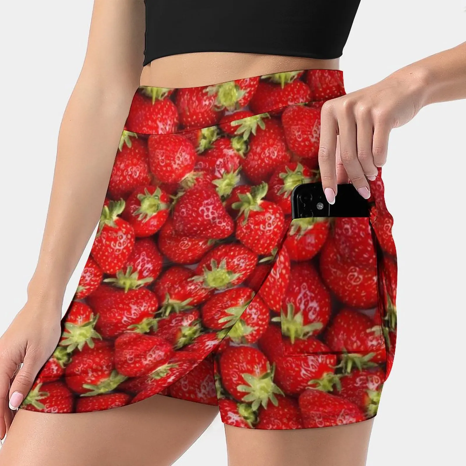 Strawberries Women's skirt With Hide Pocket Tennis Skirt Golf Skirts Badminton Skirts Running skirts Fruit Straw Berry