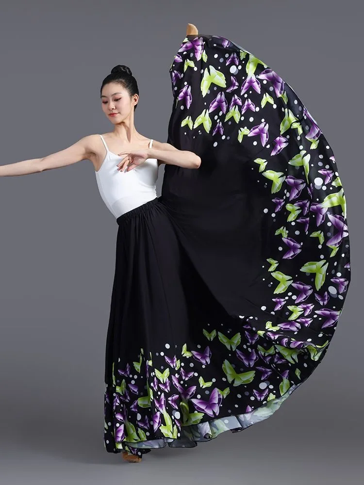 720 Degree Women Flamenco dance Skirts Modern Classical Dance Geometric Print Large Skirt Stage Performance Costume