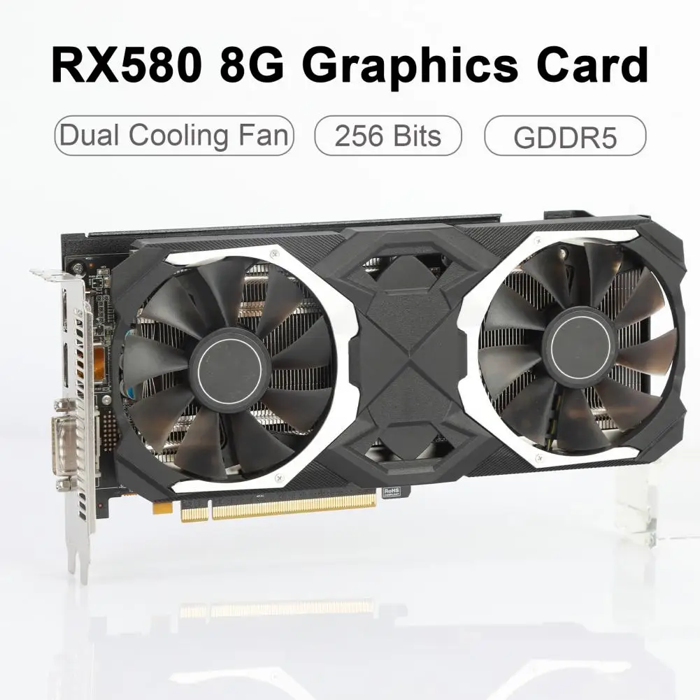 RX580 Placa gráfica Dual Cooling Fan Alta eficiência dissipação de calor portátil PC Gaming Video Card Acessórios para computador