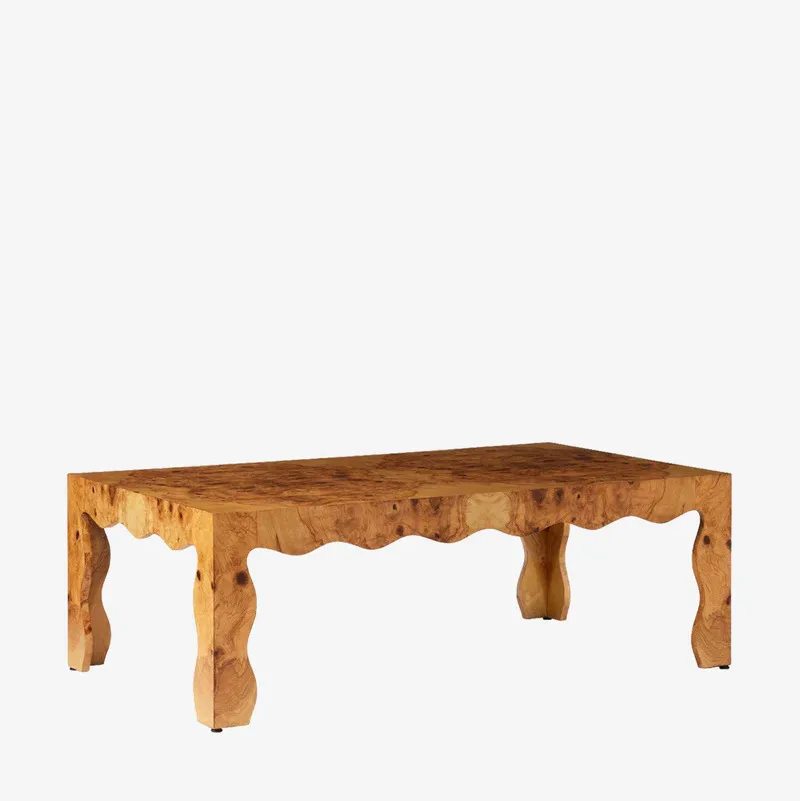 

✘ Журнальный столик Rocio из древесины бурль-вуд с геометрическим дизайном, в современном стиле, с элементами винтажного дизайна, натуральная отделка