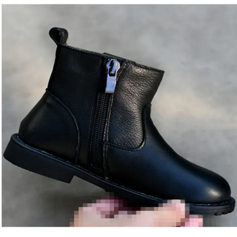 جلد طبيعي الفتيان أحذية ركوب الخيل ربيع الخريف الأطفال أحذية الموضة لينة جلد البقر الشتاء الفتيات أحذية الثلوج أحذية أطفال