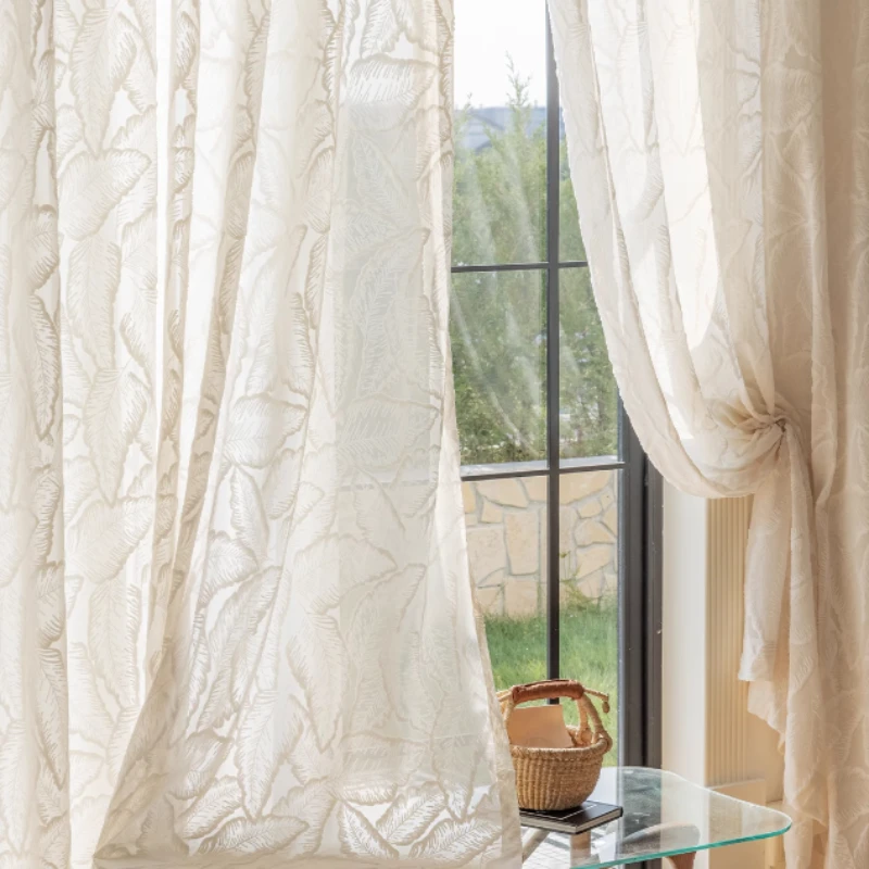 Imagem -03 - French Gauze Bay Window Curtain Light Romantic Cortinas Retro Relief Transmitting Bed Room High End Cortinas Luxo Novo 2024