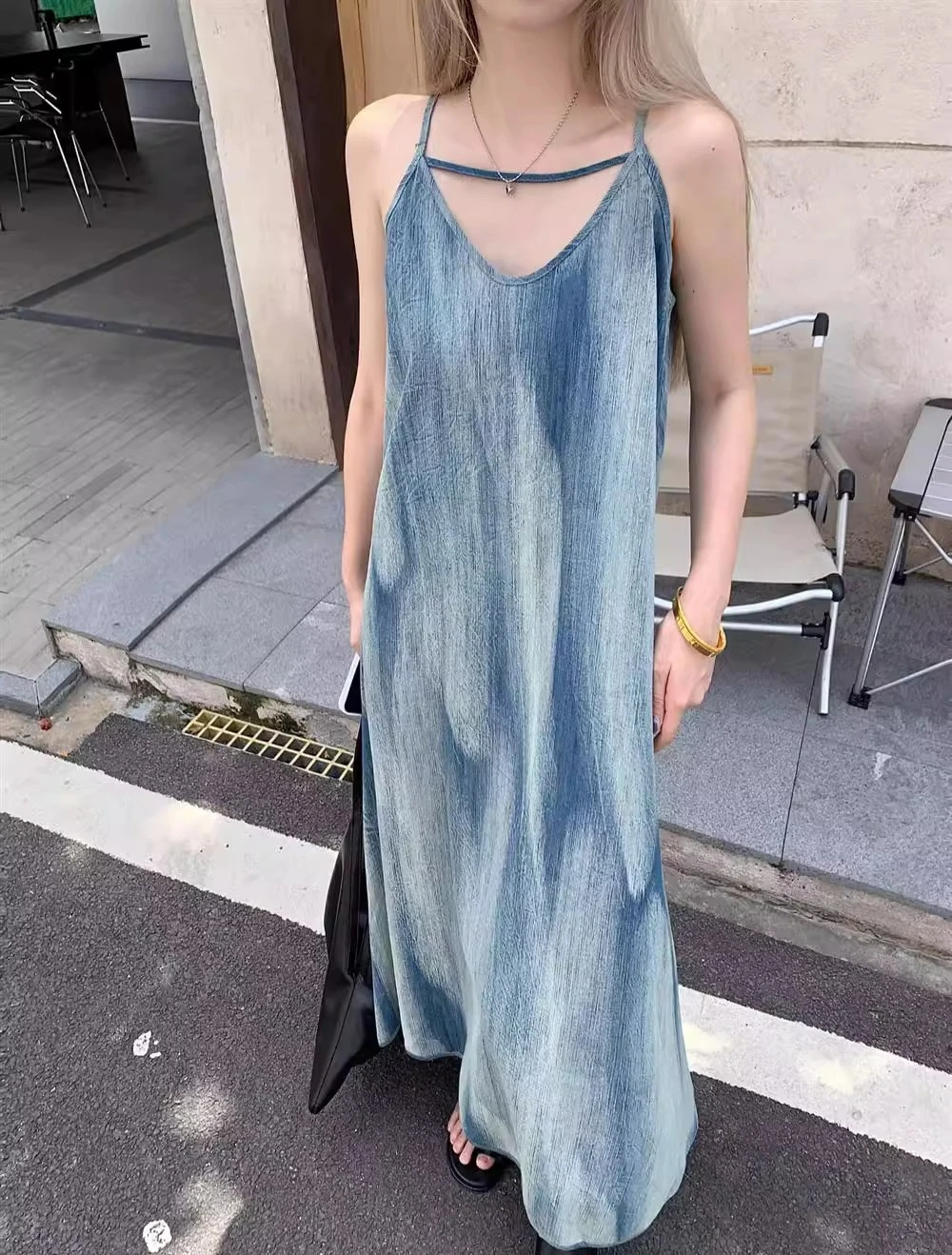 

Tie Dye Camisole Dress For Women In Summer, Loose And Lazy Style, Beach Vacation, Beach Long Dress