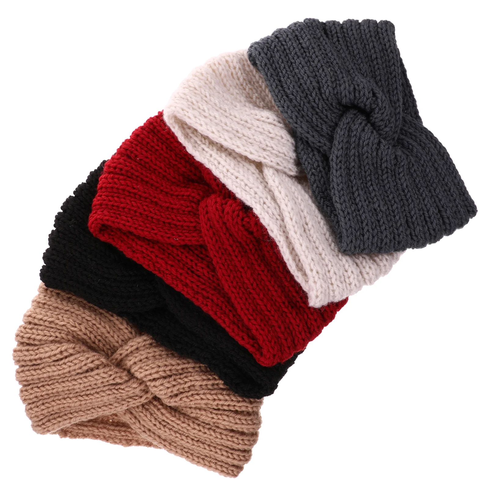 

5 Pcs Knitting Cross Wool Women Headband Crochet Neck Scarf for Warm Hairband Makeup Sports