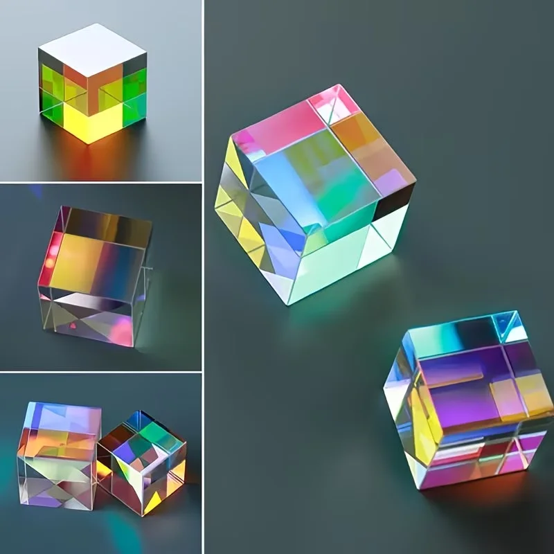 One Piece of Colored Artificial Crystal Prism, Optical Glass X Cube, RGB Combination Dispersion, Educational Gift
