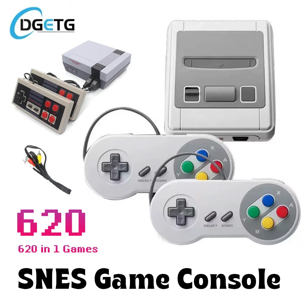 

Портативная игровая консоль SNES в стиле ретро для домашнего игрового плеер SNES, AV-выход, встроенная игра SFC620 с проводным геймпадом для детей