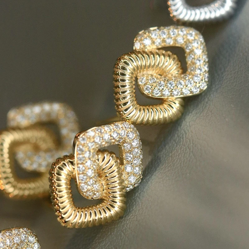 อาซูโอ วินเทจ จิวเวลรี่ 18K ทอ - Diamond Stud Earrings บทวิจารณ์และราคา