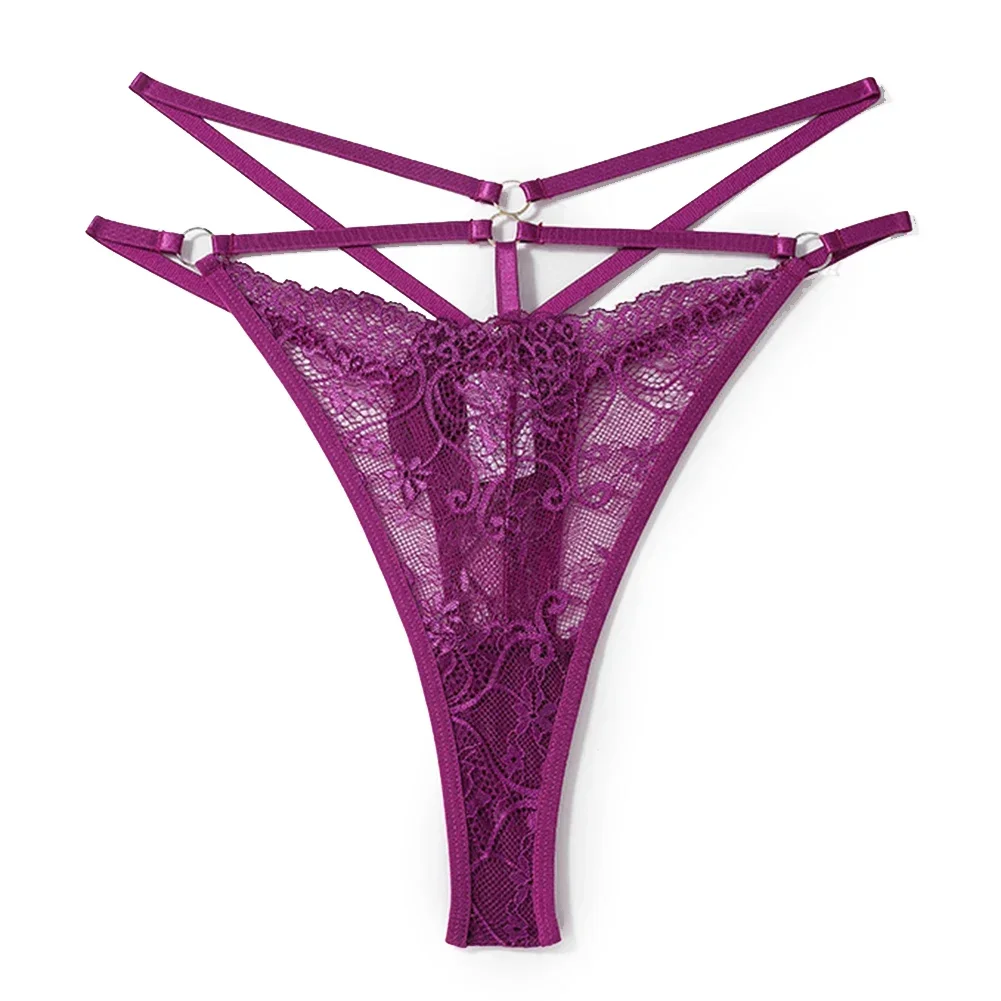 

Womens Lace Sexy Thong Cross Straps Ultra Thin Hollow Bow Straps Panties Erotic