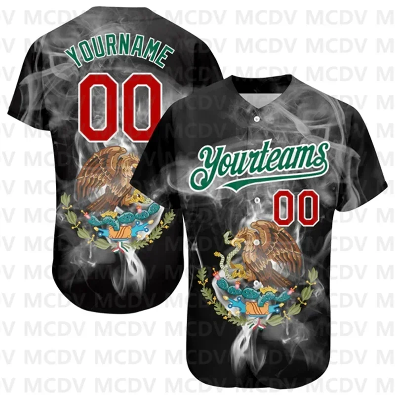 

Custom Black Red Kelly Green 3D Mexico Authentic Baseball Jersey