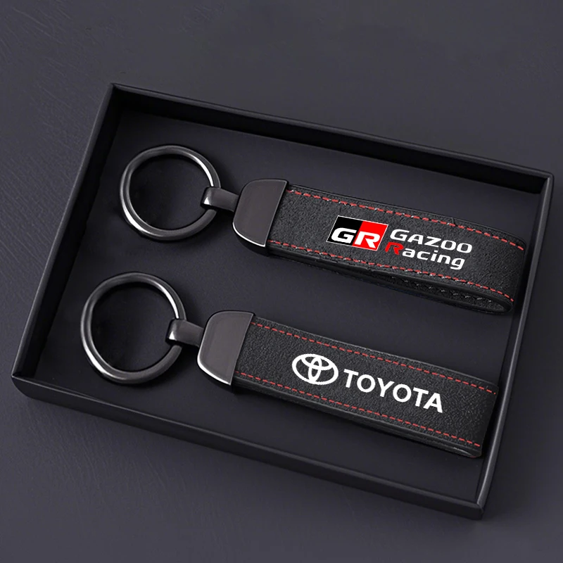 Portachiavi in pelle scamosciata per Toyota GR Crown Corolla Yaris Aygo Prius Camry Auris Avensis 4Runner Accessori per auto