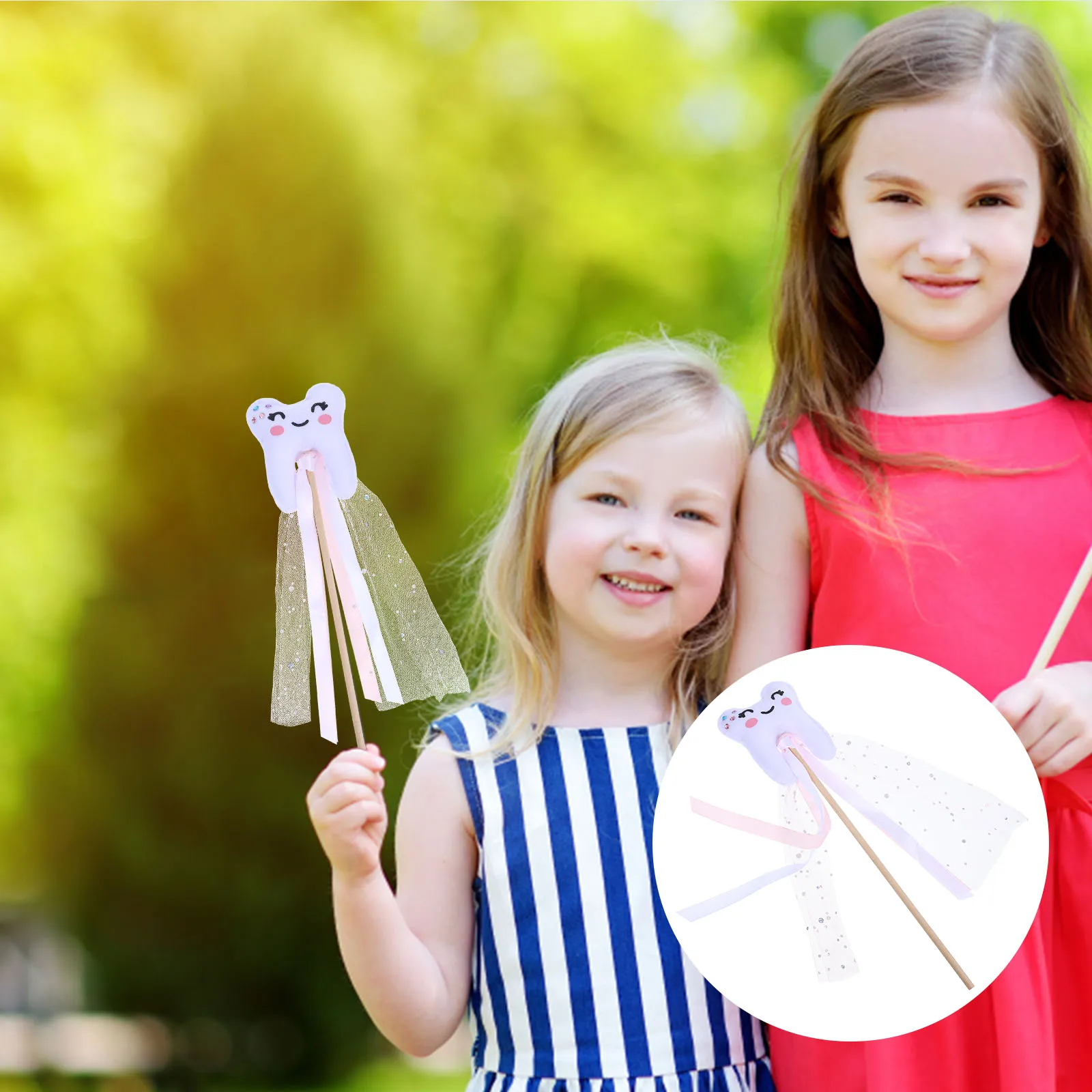 

1pcs Lovely Fairy Wand Kids Portable Angel Cosplay Teeth-Shaped Stick Stage Performance Party Decoration Props For Girls