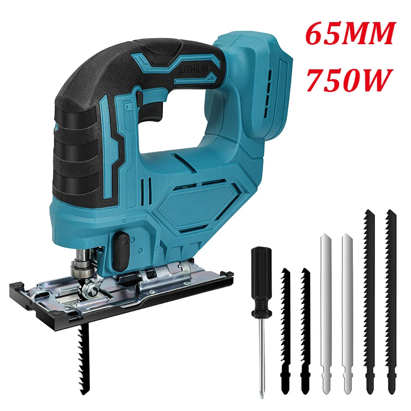 65MM 2900RPM Cordless Jigsaw 750W Electric Jig Saw Portable Multi-Function Woodworking Power Tool for Makita 18V Battery