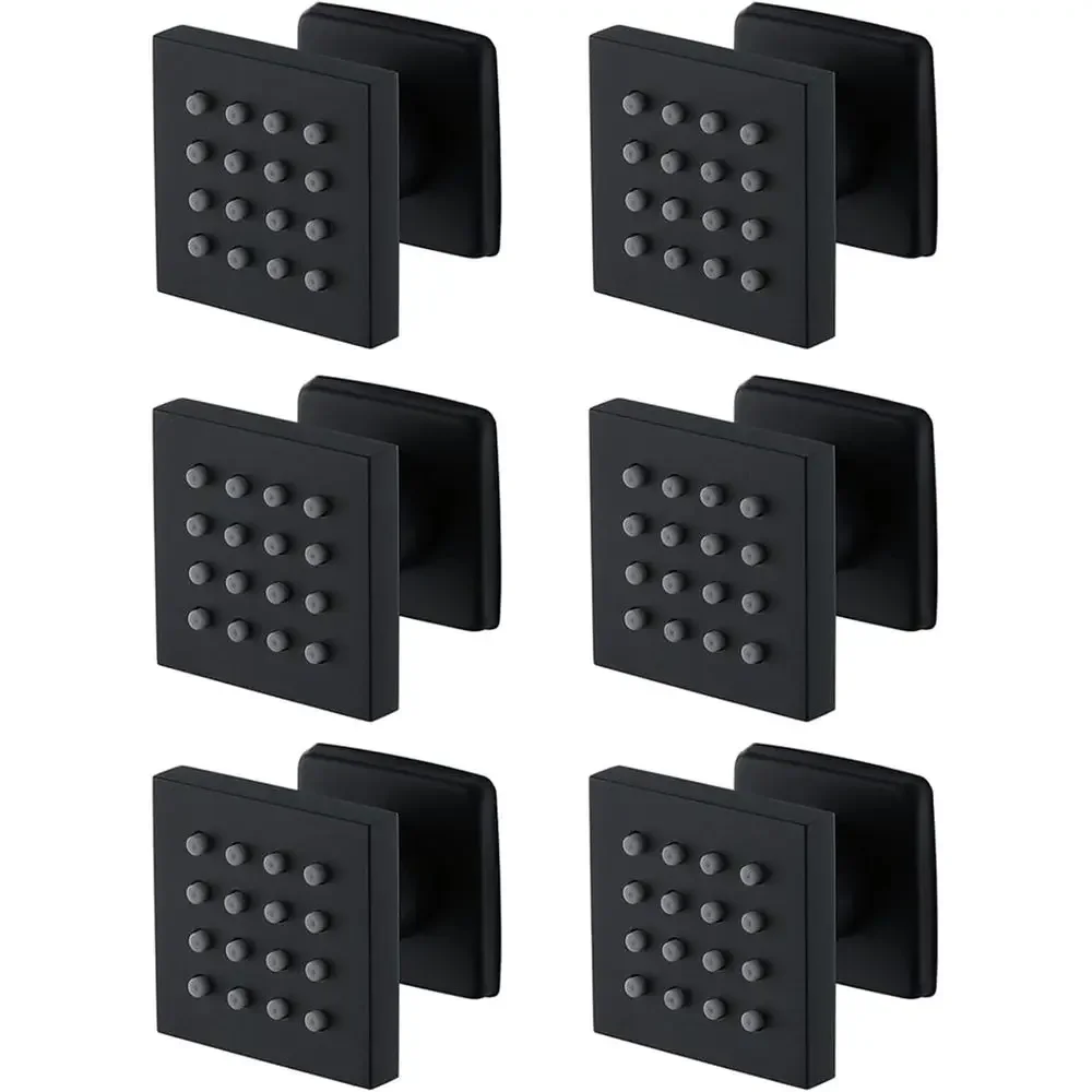 

Square Shower Spa System with Adjustable Massage Jets, Wall Mount, Solid Brass, Matte Black, 4-Piece Set