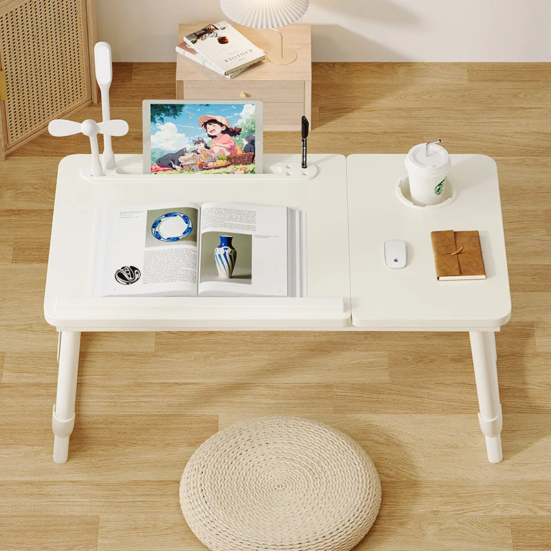 Adjustable Desktop, Bed,Convenient, Folding Desk, Laptop, Bedroom, Lazy Dormitory, Study, Wooden Desk Board,With USB