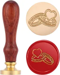 Heart Wax Seal Stamp,  Brass Head With Wooden Handle Stamp Decoration for Wedding Party Invitations Cards or Gift Wrapping