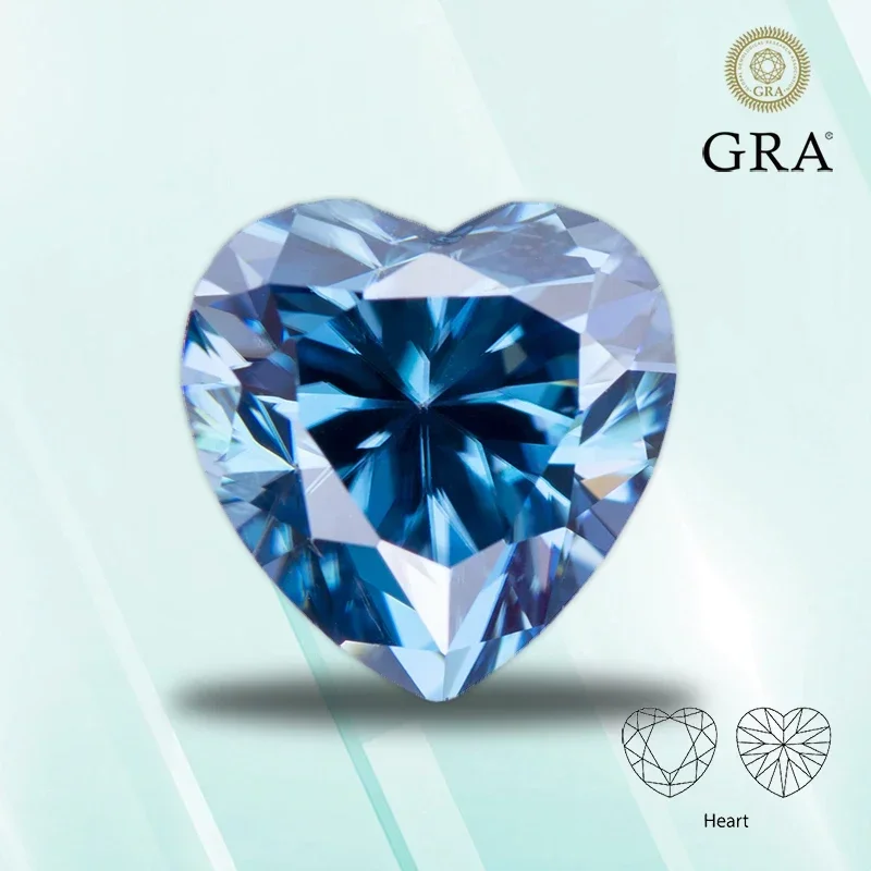 

Moissanite Stone Heart Shape Sapphire Blue VVS1 for Pass Diamond Tester Charms Top Jewelry Making Materials with GRA Certificate